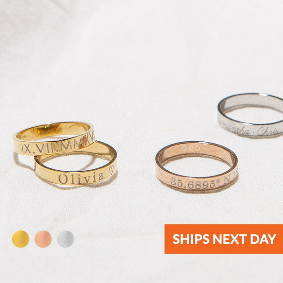 Geopersonalized Custom Engraved Ring Christmas Stackable Personalized Stacking Ring for Women Initial Ring Holiday Gifts for Her Stack It Up