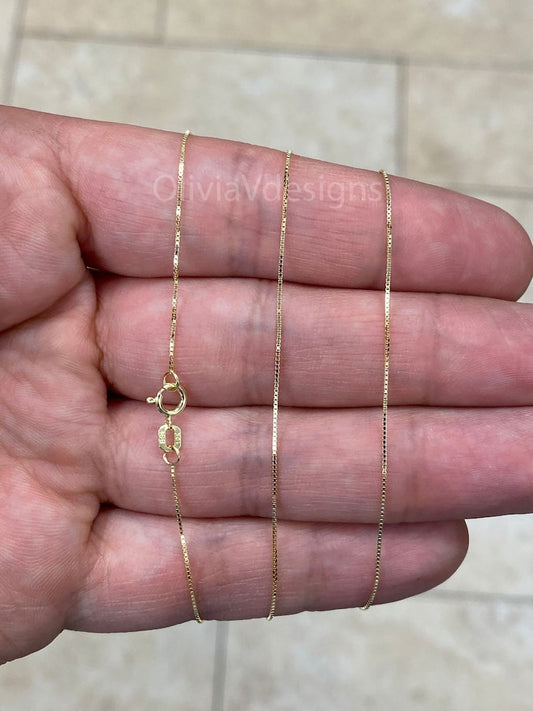 Solid 10K Gold Box Chain Necklace, Delicate Dainty Layered Necklace, Everyday Necklace, Simple chain, Best Seller, Gift, Anniversary