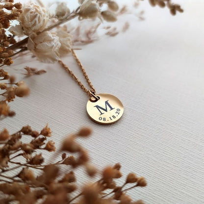 Initial and Date Necklace, Double Initial Disc Necklace, 2 Initial Necklace, Letter Necklace For Mum, Multiple Initials, New Mum Necklace