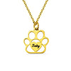 Personalized Pet Footprint Name Necklace, paw print necklace, dog paw necklace
