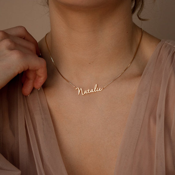 Custom Name Necklace• Gold Nameplate Necklace with Box Chain • Best Friend Jewelry • Perfect Birthday Gift