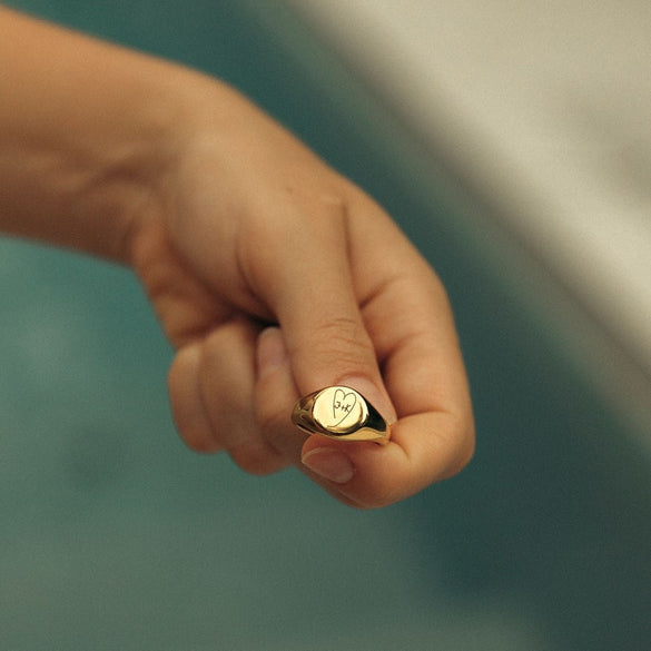 Christmas gifts for mom - Unique handwriting ring best holiday gifts for her - Actual handwriting signet ring personalized gift-Drawing ring