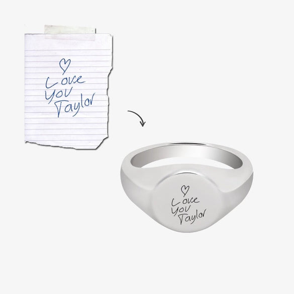 Christmas gifts for mom - Unique handwriting ring best holiday gifts for her - Actual handwriting signet ring personalized gift-Drawing ring
