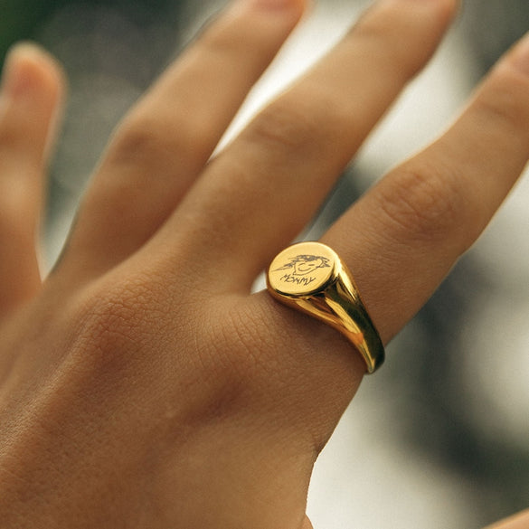 Christmas gifts for mom - Unique handwriting ring best holiday gifts for her - Actual handwriting signet ring personalized gift-Drawing ring