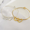Custom Bangle Bracelet With Heart Shape•Mother Bracelet•Custom Engraved Heart•Personalized Name Bracelet