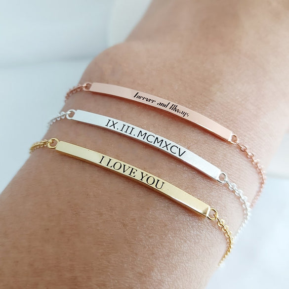 Personalised Bar Bracelet•Personalised Name Bracelet•Stacking Bracelet•Coordinates Bracelet•Gift For Her•Bridesmaids Gift