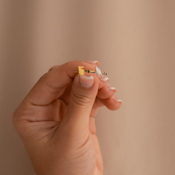 Duo Pet Birthstone Ring• Handmade Gemstone Jewelry • Dainty Animal Ring • Personalized Pet Lover Gift