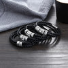 Personalized Family Names Men's Bracelet 925 Sterling Silver Beads Bracelet Father's Day Gifts Genuine Leather Bangle