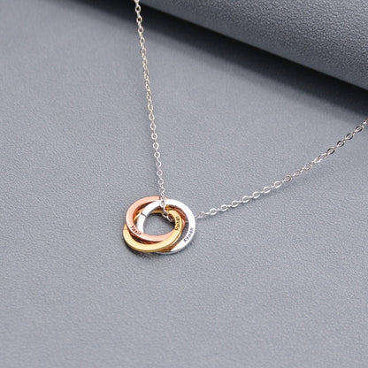 Personalized Circle Necklace, Engraved Name Necklace, Interlocking Circle Necklace, Custom Date Necklace, Personalized Gift, Christmas Gifts