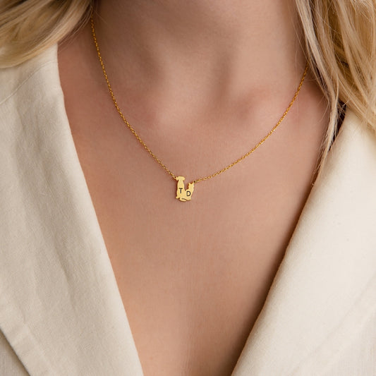 Personalized Pet Initial Necklace by Caitlyn Minimalist • Custom Dog & Cat Charm Necklace • Perfect Pet Lover Gift • Memorial Gift • NM03F77