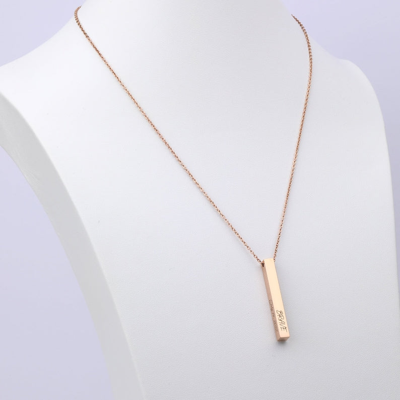 Vertical Bar Necklace for Women Personalized with place, Date, Name Engraved Necklace Gold Silver or Rose Gold 4 Name Necklace Bar Gift