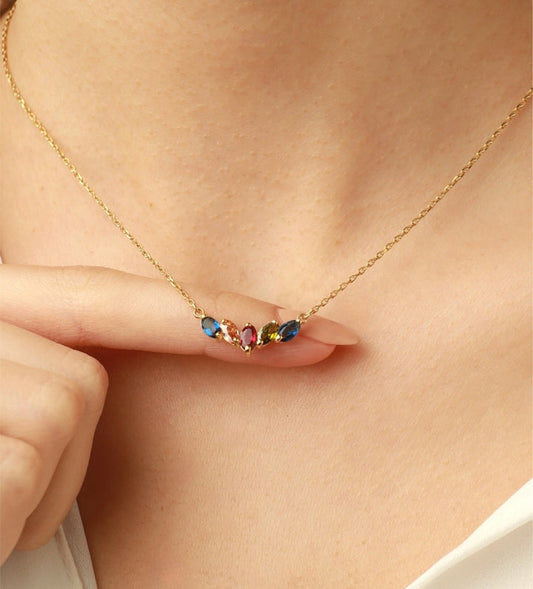 ABC Family Birthstone Necklace，Birthstone Necklace，Birthstone Jewelry，Mothers Necklace
