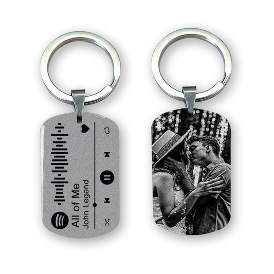 Personalised Scannable SPOTIFY Stainless Steel Engraved Keyring - Gifts for Him Her - Anniversary Birthday Christmas Presents Memory Song