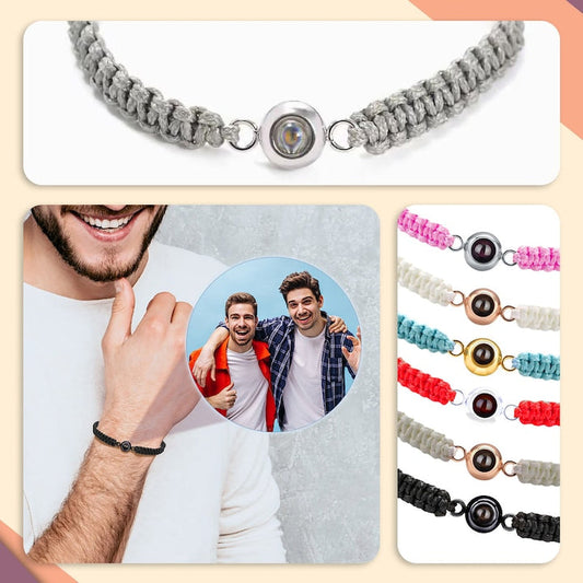 ABC Personalized Photo Projection Bracelet Mother's Day Gift For Mom Handmade Braided Rope Bracelet Custom Photo Bracelet Couple Bracelets