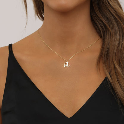 Cursive Initial Charm Letter Necklace- Personalized Jewelry-Script Initial Necklace-Bridesmaid Necklace-Dainty initial necklace-Gift For Her
