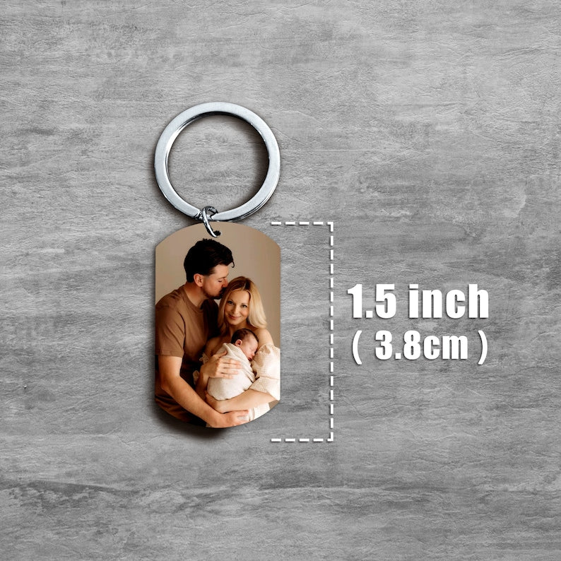 Personalized Doubled Sided Picture Keychain Size Display