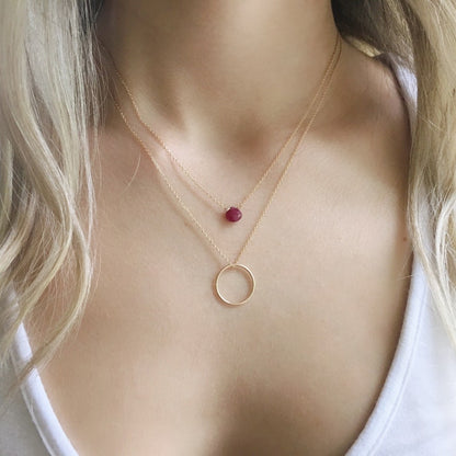 Layered Necklace Set, Birthstone Necklace, Layered Necklace, Dainty Necklace, Gold Circle Necklace, Layered Gold Necklace