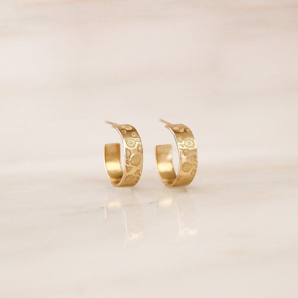 Birth Flower Hoops • Gold, Silver or Rose Gold - Floral Earrings - Birthday Gift for Her - Mother's Day Gift - Personalized Jewelry New Mom