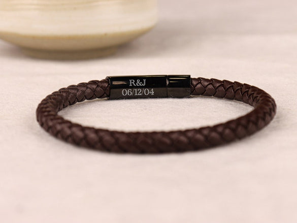 Personalized Leather Bracelet, Engraved Men's Name Bracelet, Custom Bracelet For Men, Personalized Gift For Him, Fathers Day Gift,Men's Gift