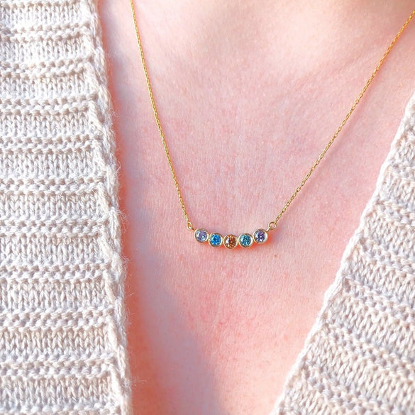 Solid Gold Birthstone Necklace, Personalized Birthstone Necklace, Bridesmaid gift,Birthday Gift, Birthstone Jewelry,Christmas Gift Necklace