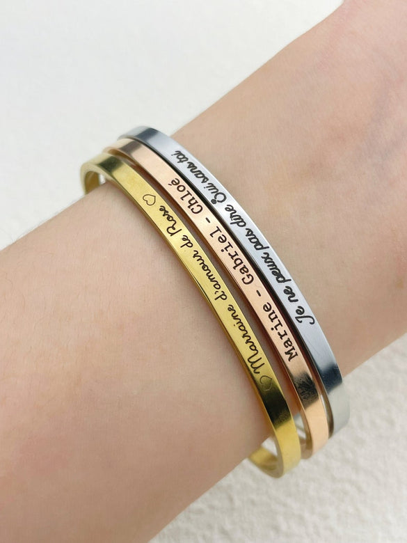 Custom Bracelet Engraved Cuff Bracelets for Women Personalized Name Bracelet Stacking Coordinates Bracelet Bridesmaid Gifts Graduation