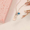 Personalized Bar Birthstone Name Necklace, Birthflower Pendant, Bar Birth flower Necklace, Anniversary Gift, Bridesmaid Necklace
