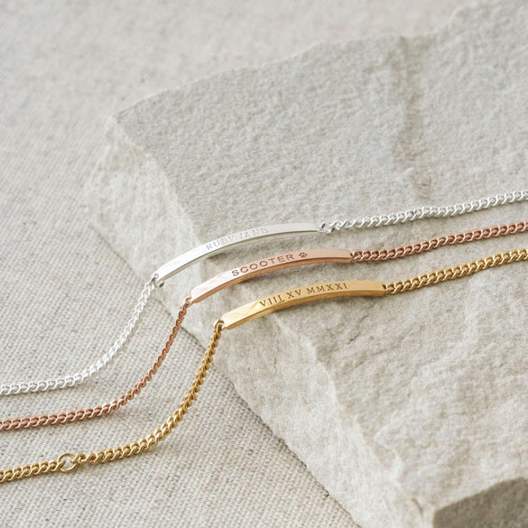 Engraved Name Bar Bracelet with Curb Chain by GracePersonalized - Custom Name Bracelet - Personalized Gift for Her *DANA BRACELET*