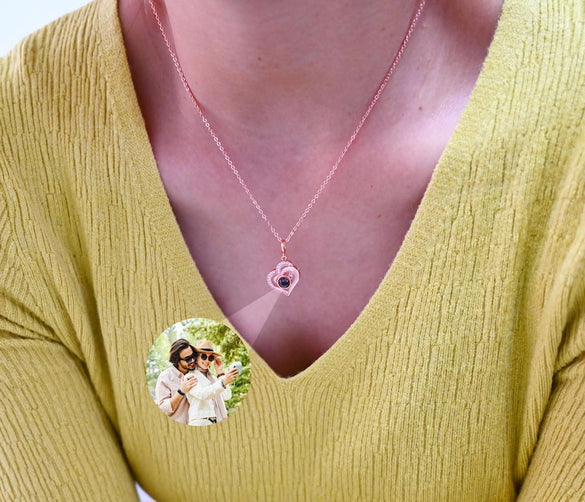 Custom Heart Projection Photo Necklace,Couple Photo Necklace,Wedding Gift,Best Friend Gift for her,Birthday Gift,Pet Memorial Picture Gift