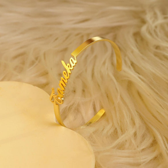 Custom Name Bangle, Personalized Bracelet for Mom, Gold Name Bangle Bracelet, Minimalist Bracelet, Christmas Gift, Personalized Gift for Her