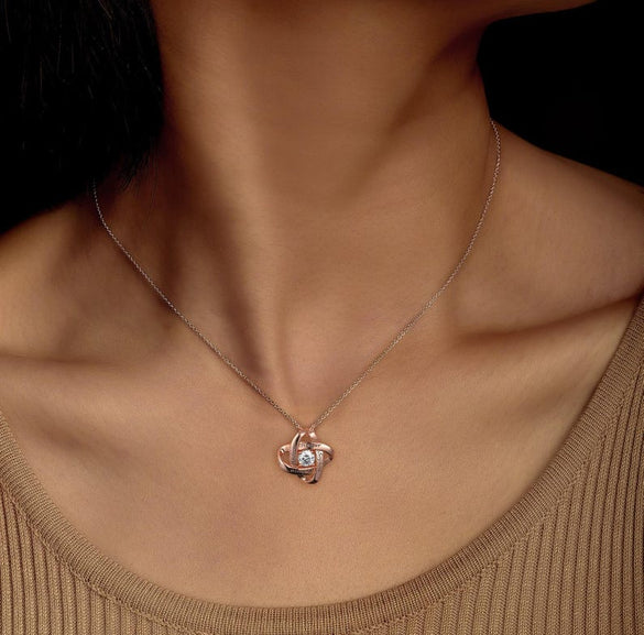 Rose Gold Sterling Silver Astronomical Necklace Galaxy CZ Pendant Love Knot Family Necklace Engraved Birthstone Necklace Gift for Mother