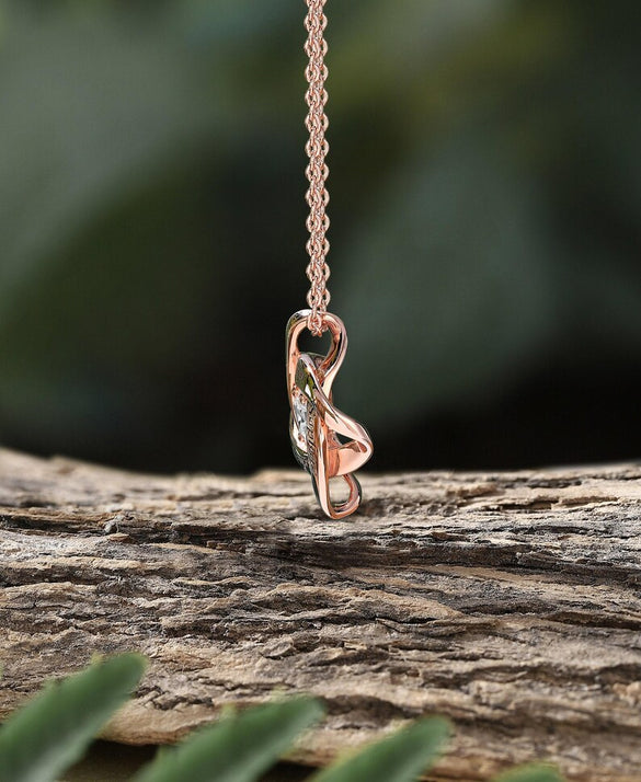 Rose Gold Sterling Silver Astronomical Necklace Galaxy CZ Pendant Love Knot Family Necklace Engraved Birthstone Necklace Gift for Mother