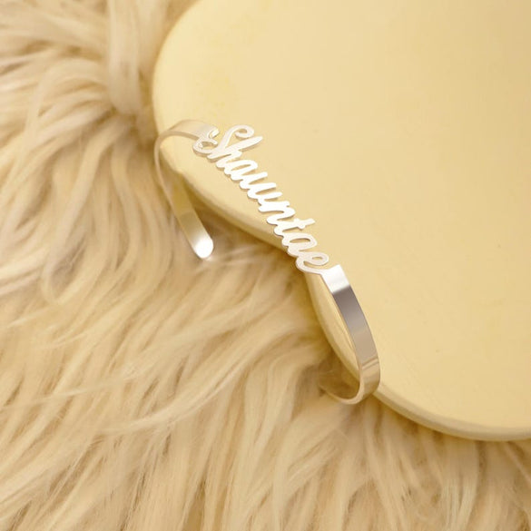 Custom Name Bangle, Personalized Bracelet for Mom, Gold Name Bangle Bracelet, Minimalist Bracelet, Christmas Gift, Personalized Gift for Her