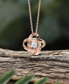 Rose Gold Sterling Silver Astronomical Necklace Galaxy CZ Pendant Love Knot Family Necklace Engraved Birthstone Necklace Gift for Mother