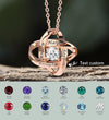 Rose Gold Sterling Silver Astronomical Necklace Galaxy CZ Pendant Love Knot Family Necklace Engraved Birthstone Necklace Gift for Mother