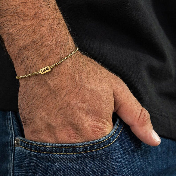 Silver Engraved Bracelet for Men,Valentine’s Day Bracelet for Him,Custom Jewelry for Men,Romantic Valentine’s Day Gift,Valentines Jewelry