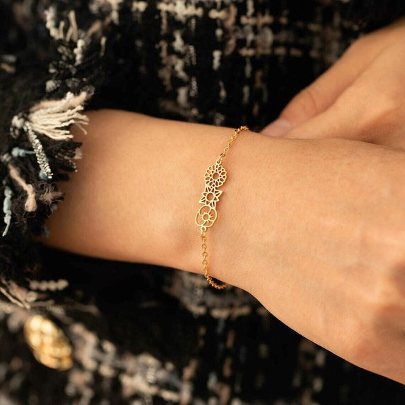 Personalized Birth Flower Bracelets, Family Birth Flower Bouquet Bracelet, Personalized Jewelry, Birth flower Family Gift, Mothers Day Gifts