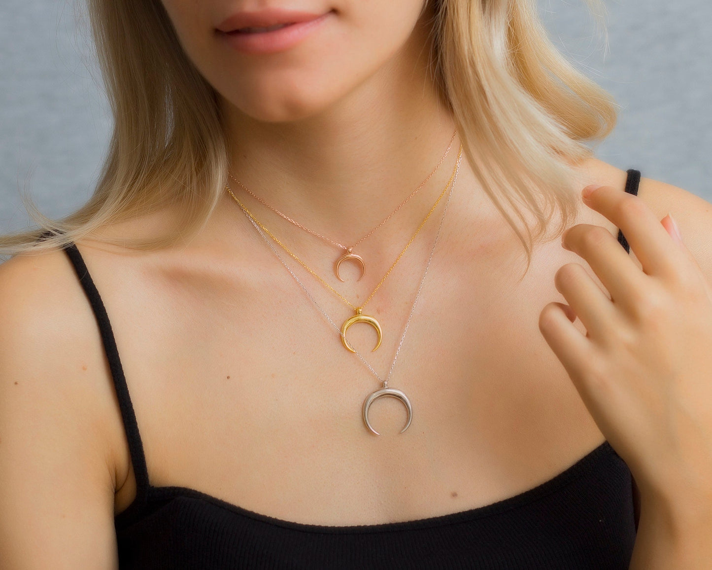 Crescent Moon Necklace, Tusk Necklace, Upside Down Moon Necklace, Christmas Gift, Half Moon Necklace, Mother's Day Gift, Crescent Moon