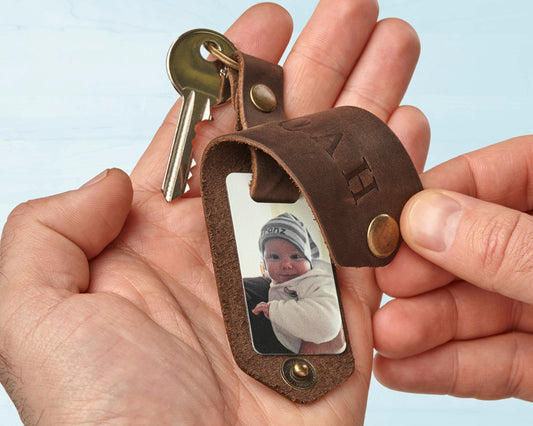 Best gifts for him Engraved key holder with your photo, personalized photo keychain, custom picture key chain, first fathers day gift