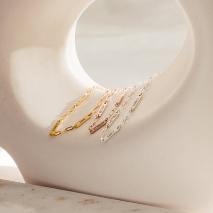 Custom Gold and Sliver Mini Name Bar Bracelet