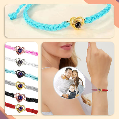 Personalized Photo Projection Bracelet Mother's Day Gift For Mom Handmade Braided Rope Bracelet Custom Photo Bracelet Couple Bracelets