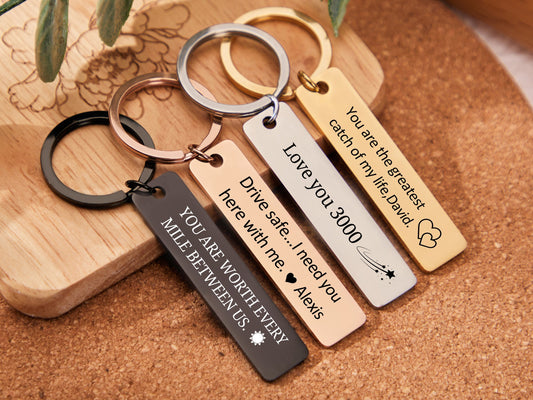 Stainless Steel Keychain Custom Engraved Key Chain Personalized Gifts for Her Best Friend Gifts Birthday Gift Boyfriend Christmas Gift