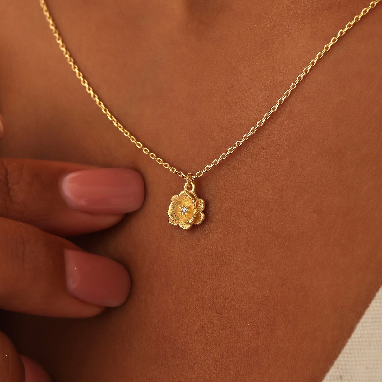 Birth flower necklace, Birth month necklace, Dainty flower necklace, Birthday gift, Anniversary gift, Tiny jewelry, Floral jewelry, AU68