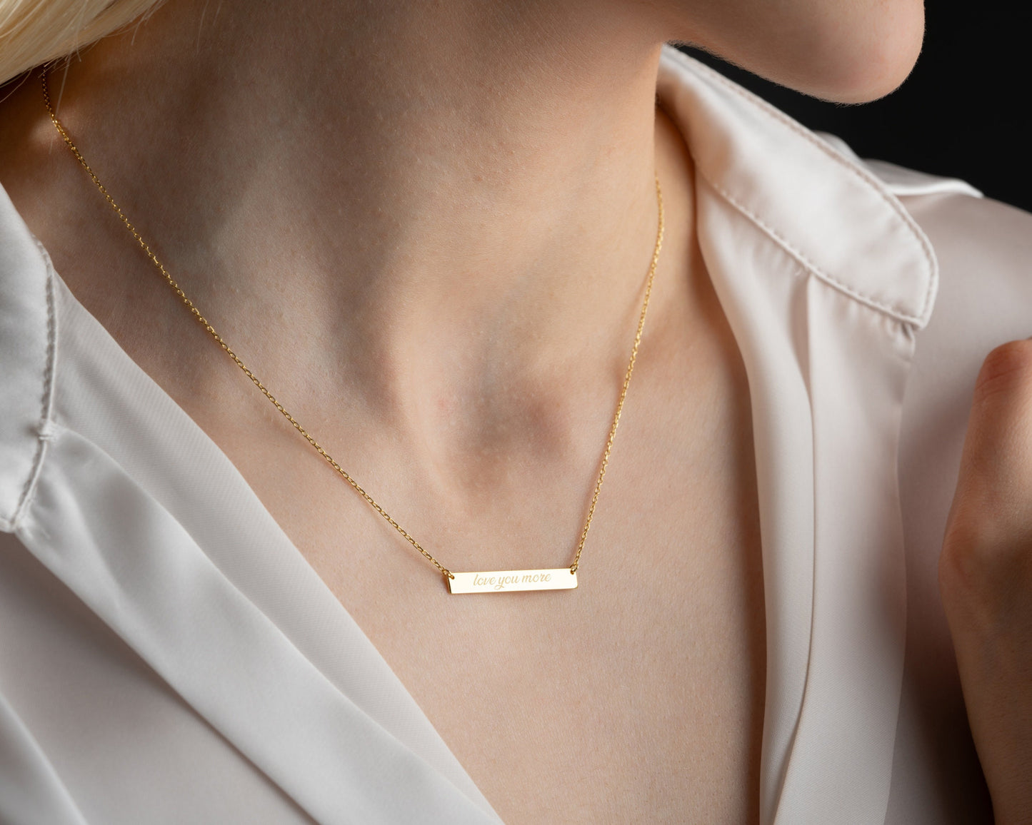 14k Solid Gold Personalized Minimalist Bar Name Necklace ? Handwriting Name Necklace ? Gift For Her ? Birthday Gift ? Christmas Gift