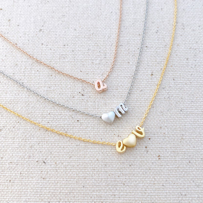 Early Spring Day Sale • Initial Necklace • TINY and Dainty • LOWER CASE Initials • Heart • Everyday Gift, Birthday, for Mothers, Love Gift