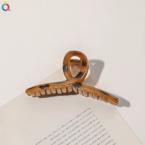 Imitation Acetic Acid Handmade Leopard Print Geometric Hair Clip For Women