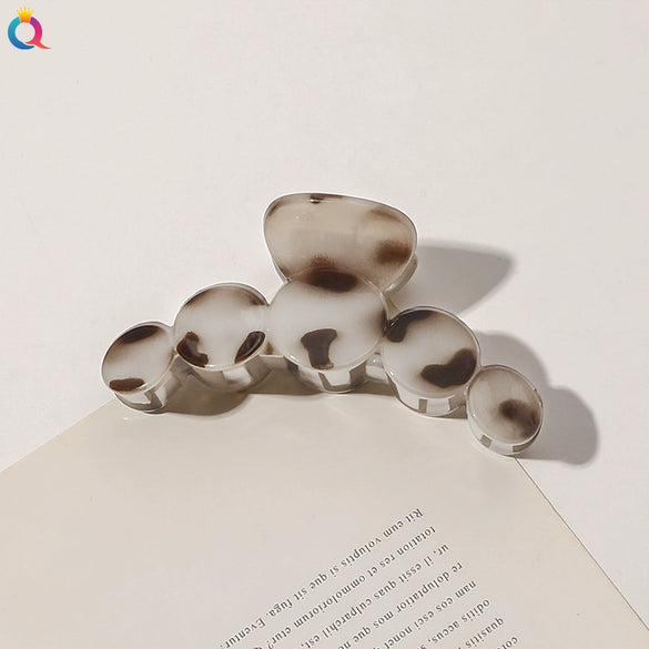Imitation Acetic Acid Handmade Leopard Print Geometric Hair Clip For Women
