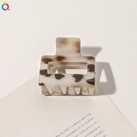 Imitation Acetic Acid Handmade Leopard Print Geometric Hair Clip For Women