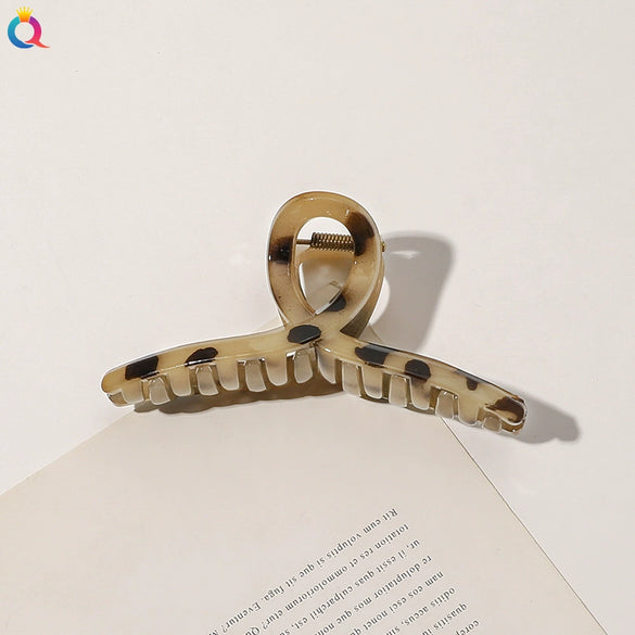 Imitation Acetic Acid Handmade Leopard Print Geometric Hair Clip For Women