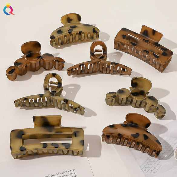 Imitation Acetic Acid Handmade Leopard Print Geometric Hair Clip For Women