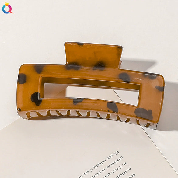 Imitation Acetic Acid Handmade Leopard Print Geometric Hair Clip For Women